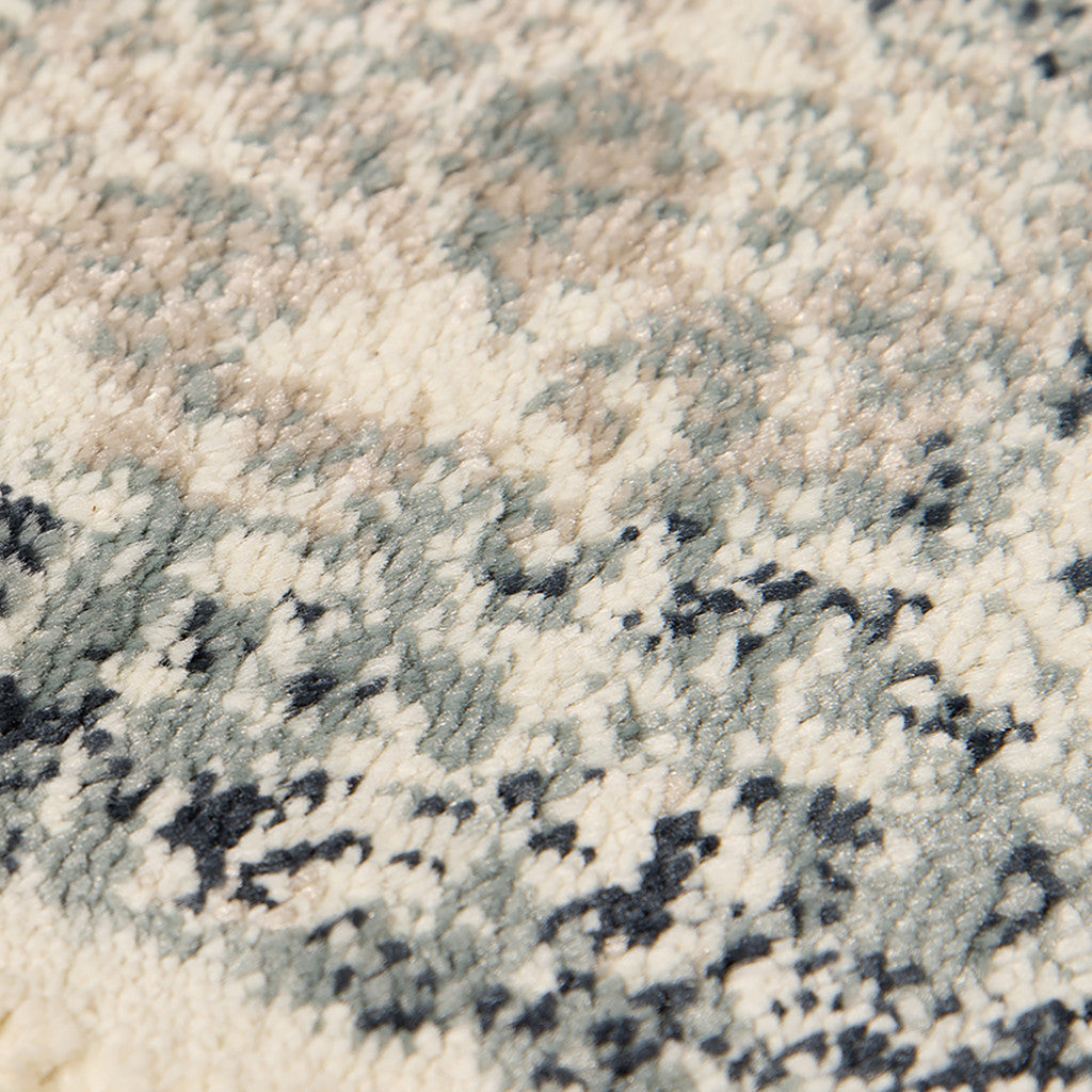 5' x 8' Beige and Blue Medallion Power Loom Area Rug