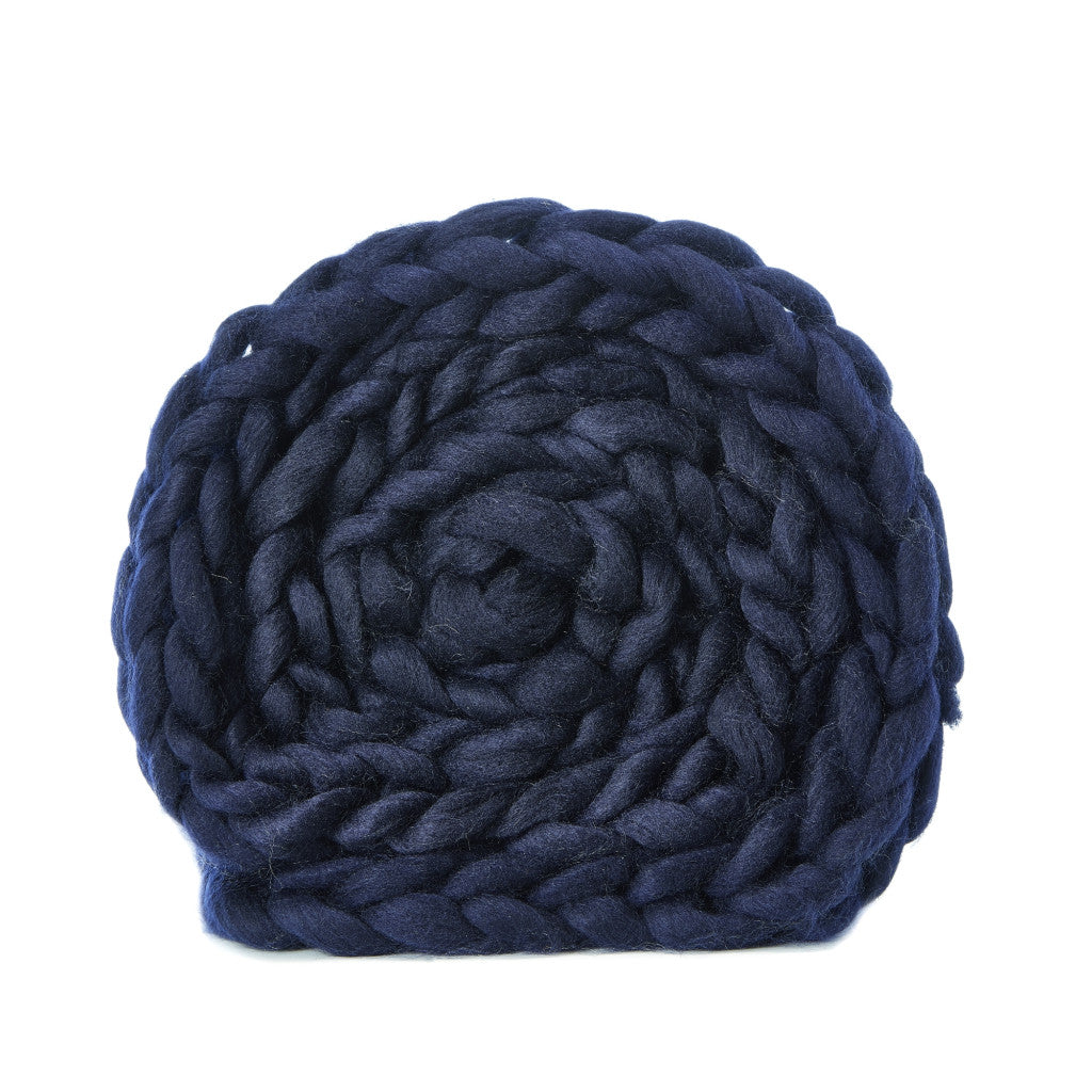 Navy Blue Knitted Polyester Solid Color Throw Blanket