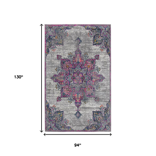 8' x 11' Pink Medallion Power Loom Area Rug