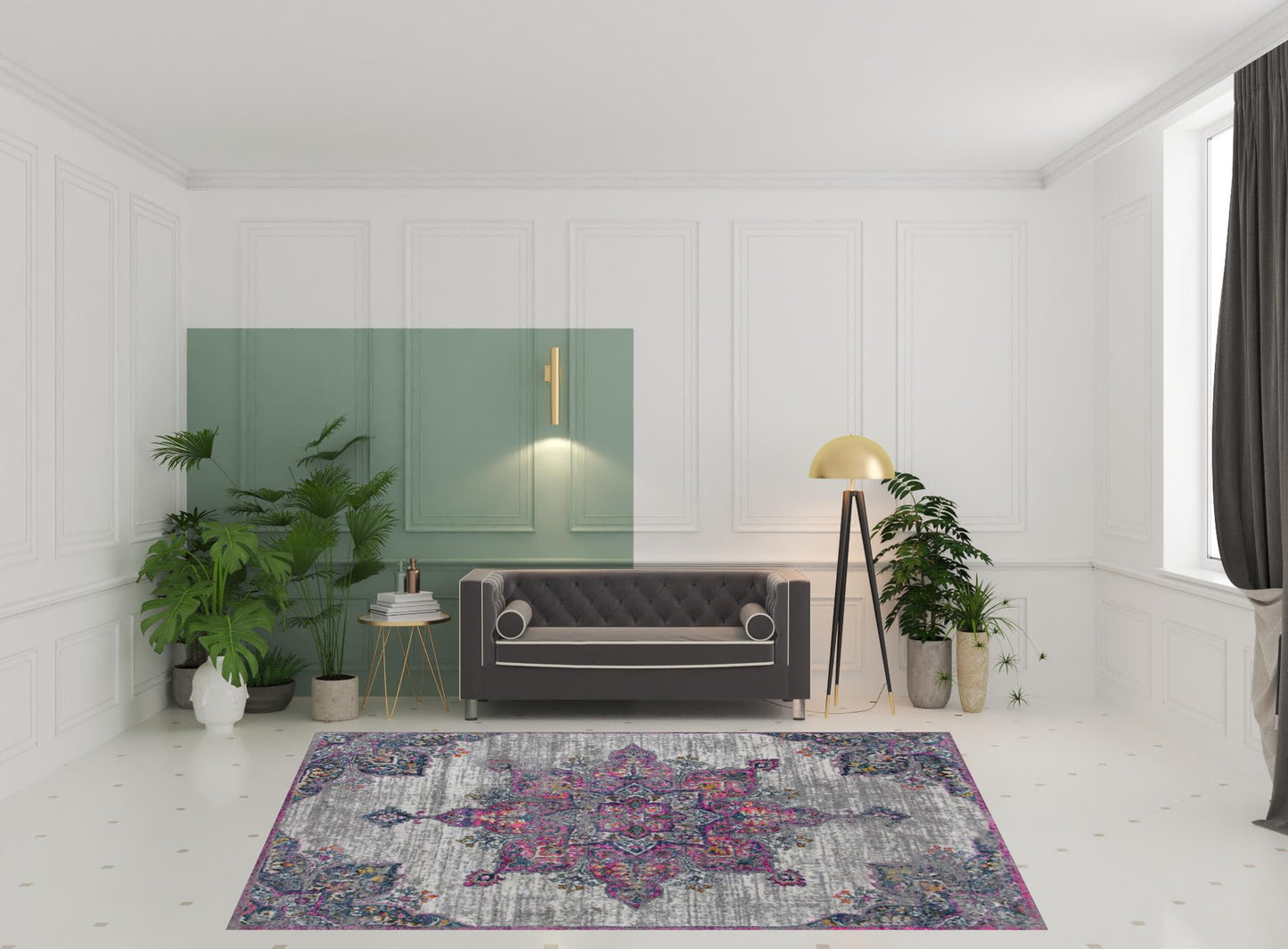 8' x 11' Pink Medallion Power Loom Area Rug