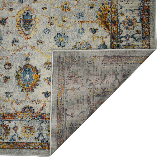 8' x 11' Orange and Ivory Floral Power Loom Area Rug