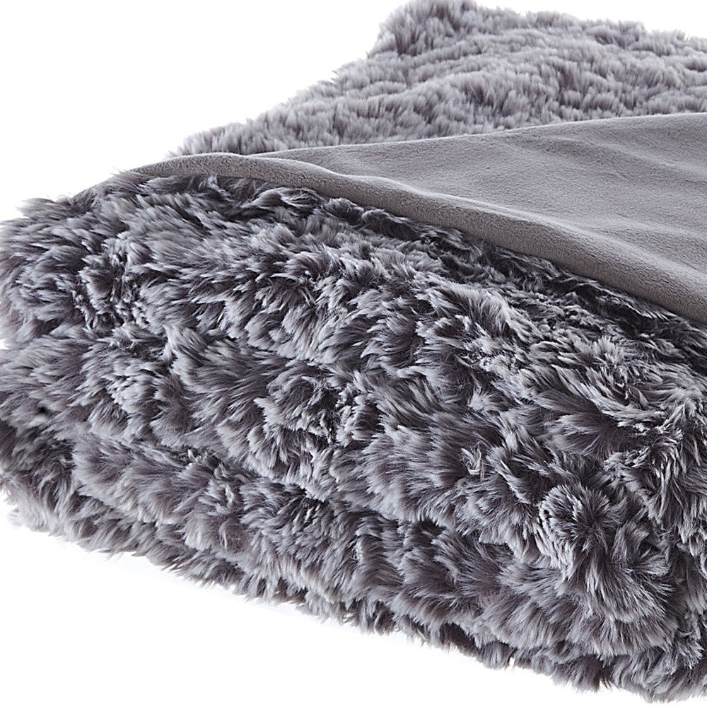 Gray Knitted PolYester Solid Color Plush Throw Blanket