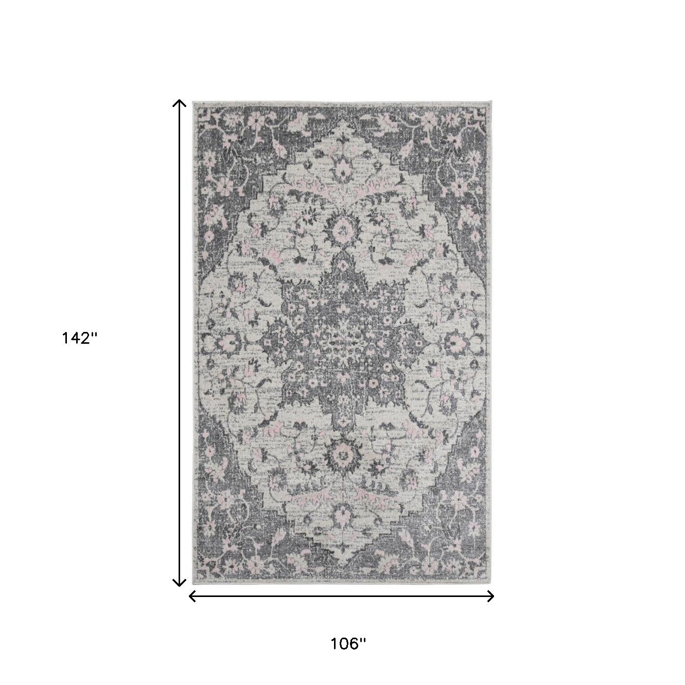 9' x 12' Gray Medallion Power Loom Area Rug