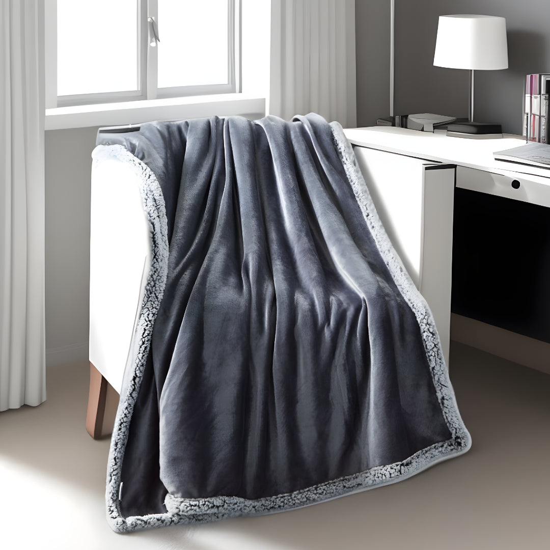 Dark Slate Gray Knitted PolYester Solid Color Plush Throw Blanket