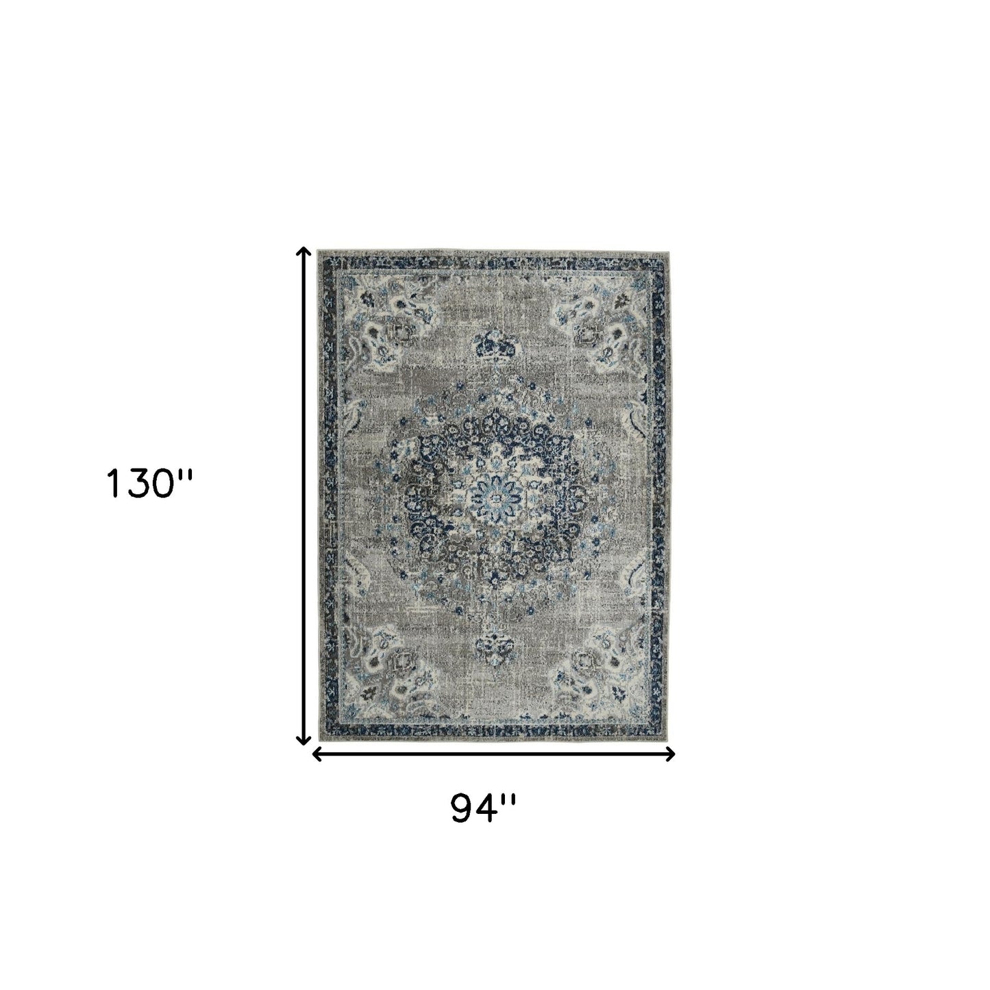 8' x 11' Teal Blue Medallion Power Loom Area Rug