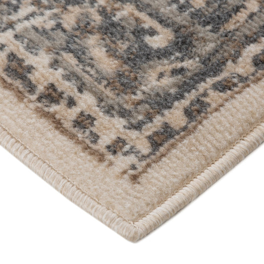 10' Beige Medallion Power Loom Runner Rug