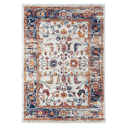 2' x 3' Orange Floral Power Loom Area Rug