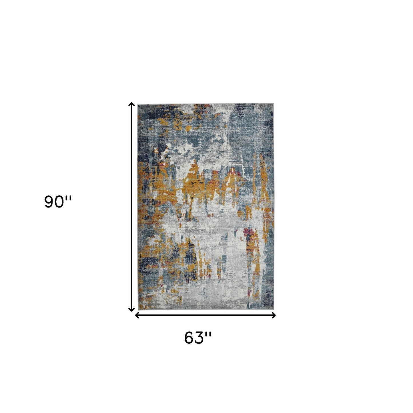 5' x 7' Blue and Orange Abstract Power Loom Area Rug