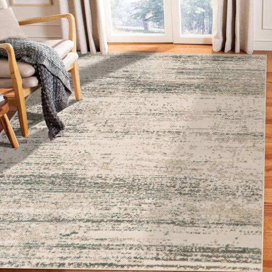5' x 7' Ivory Striped Power Loom Area Rug