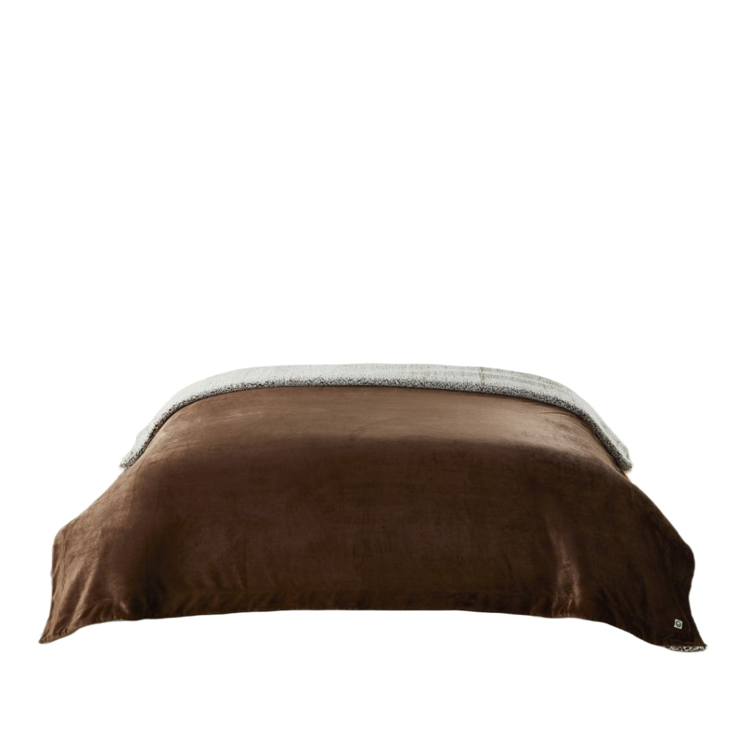 Brown Knitted PolYester Solid Color Plush Throw Blanket