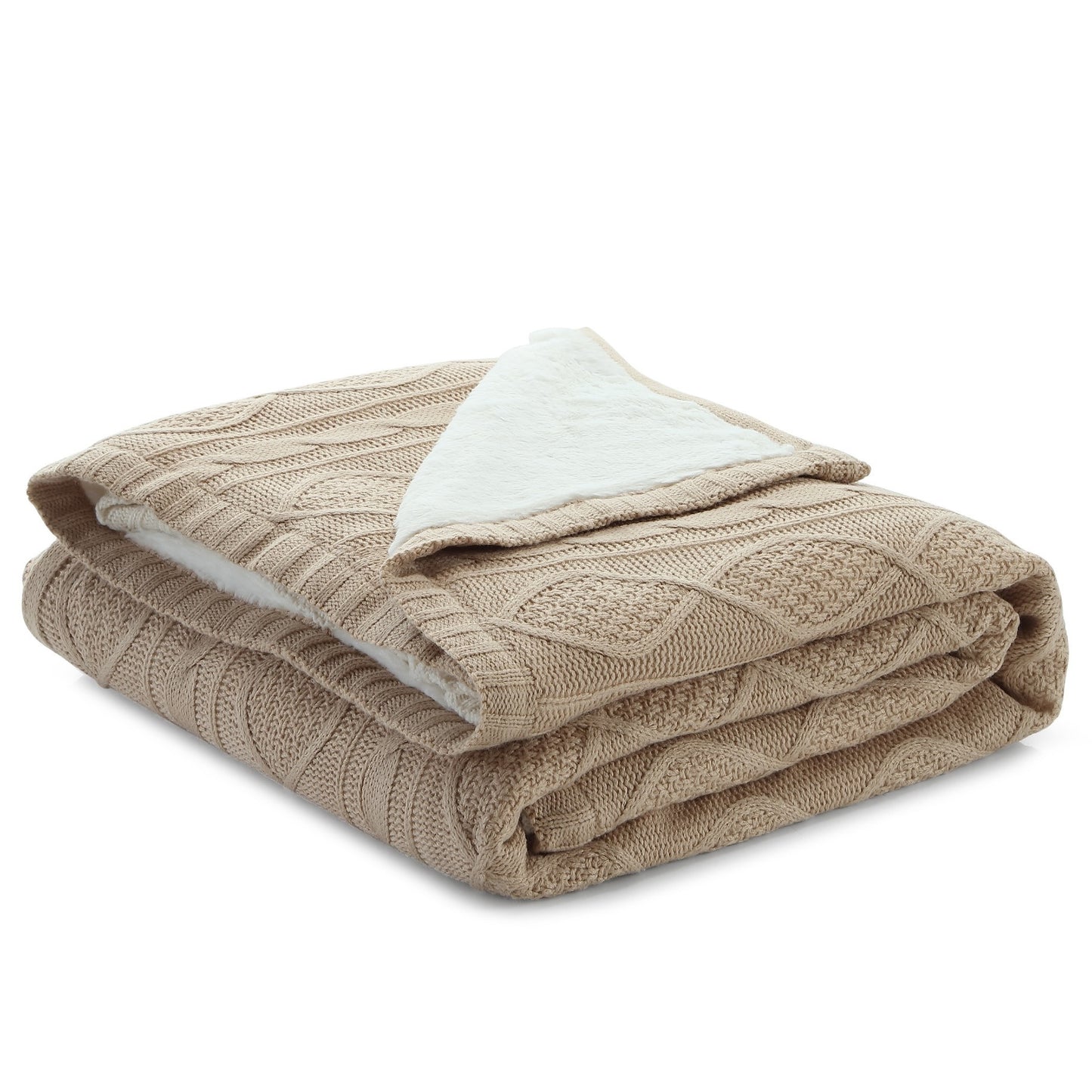 Taupe Knitted Acrylic Solid Color Throw Blanket