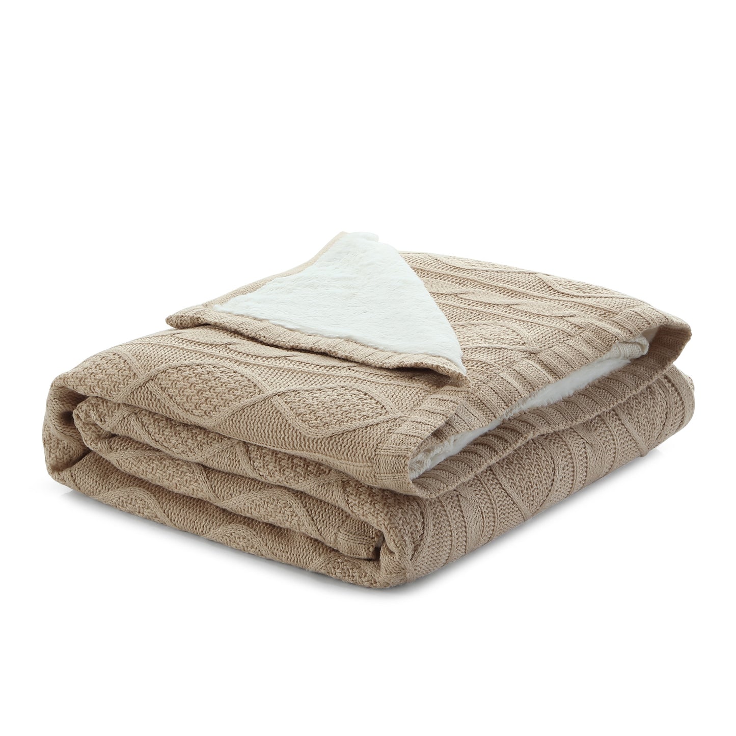 Taupe Knitted Acrylic Solid Color Throw Blanket