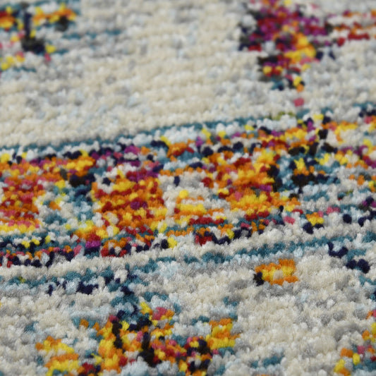 5' x 7' Orange and Ivory Floral Power Loom Area Rug