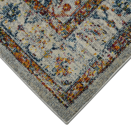 5' x 7' Orange and Ivory Floral Power Loom Area Rug