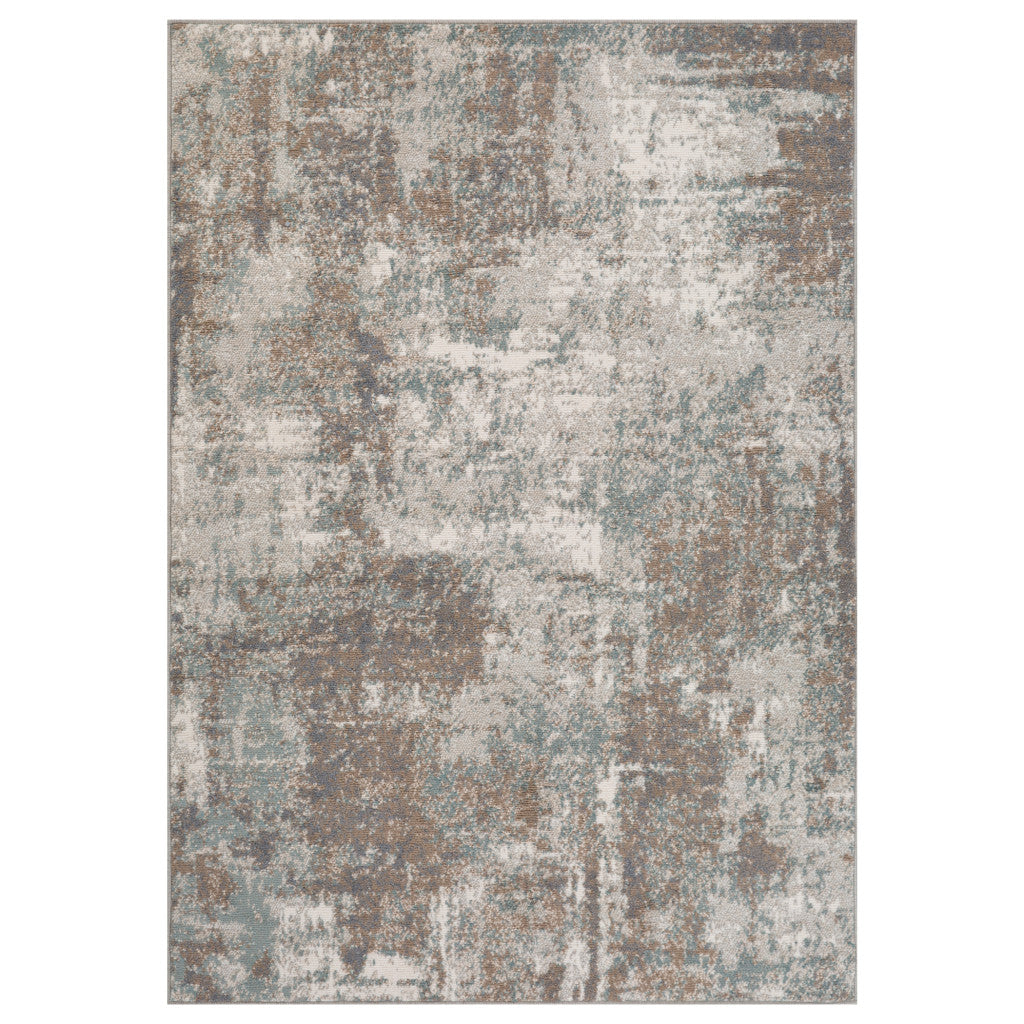 10' x 14' Brown Abstract Power Loom Area Rug