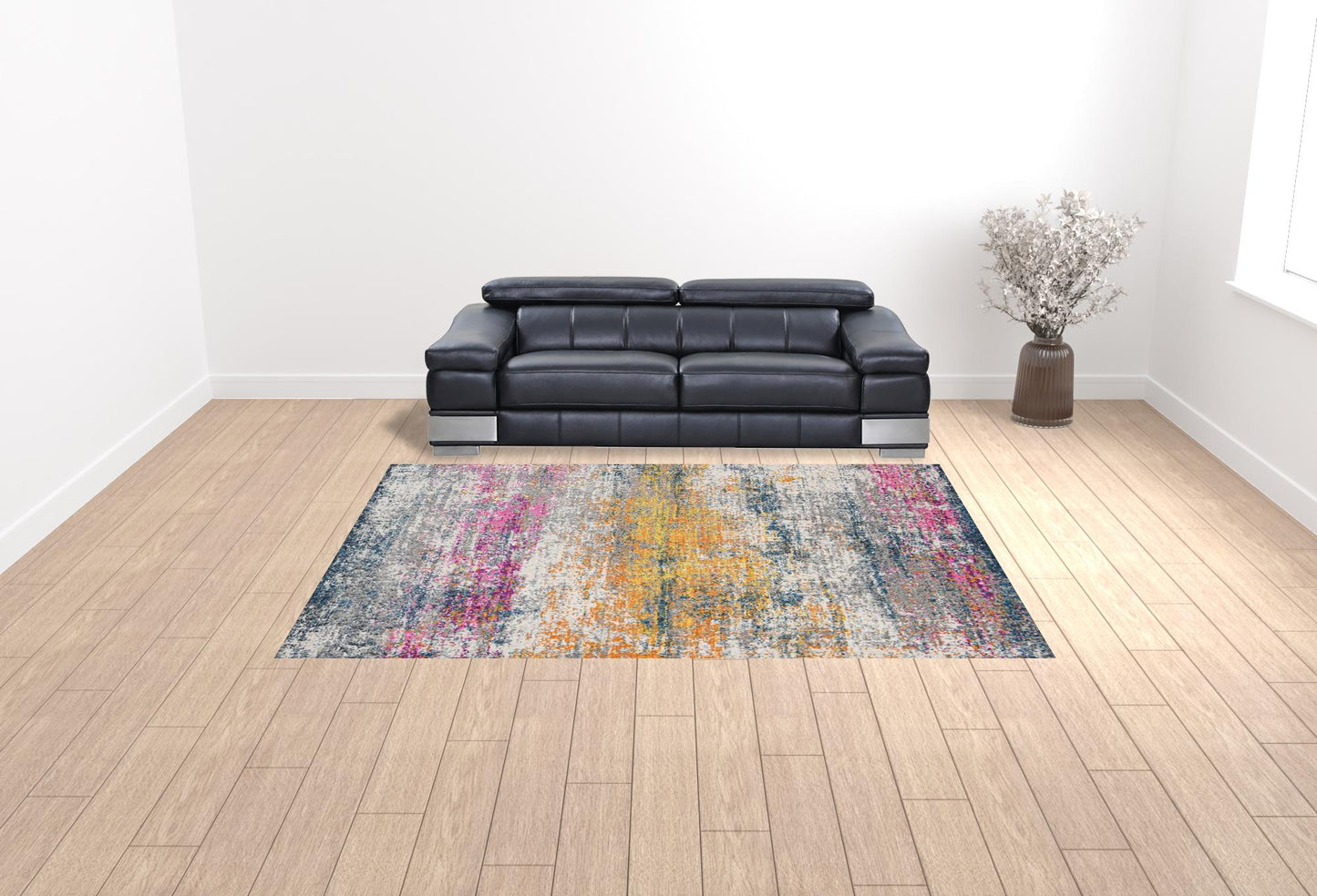9' x 12' Pink and Orange Abstract Power Loom Area Rug