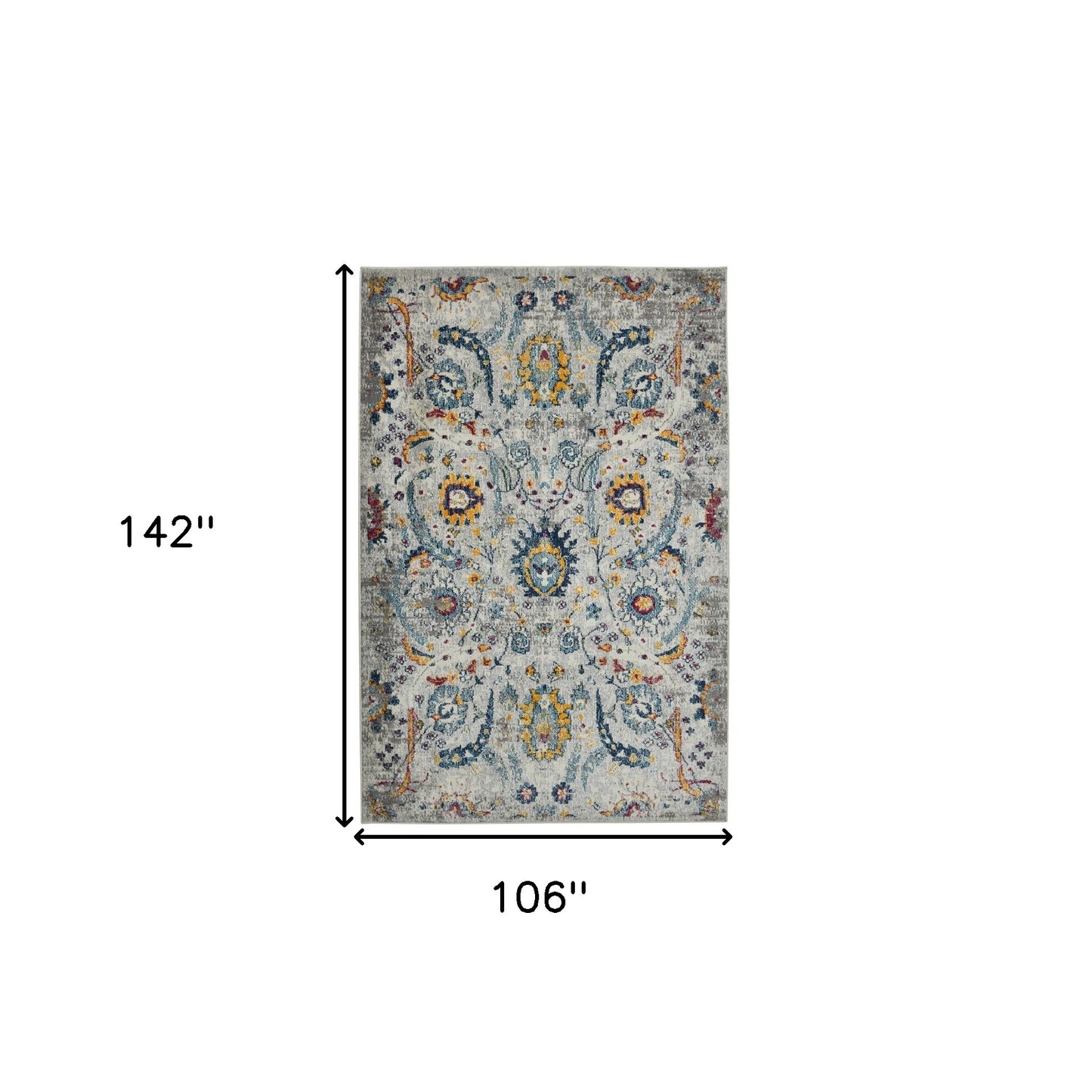 9' x 12' Orange and Ivory Floral Power Loom Area Rug