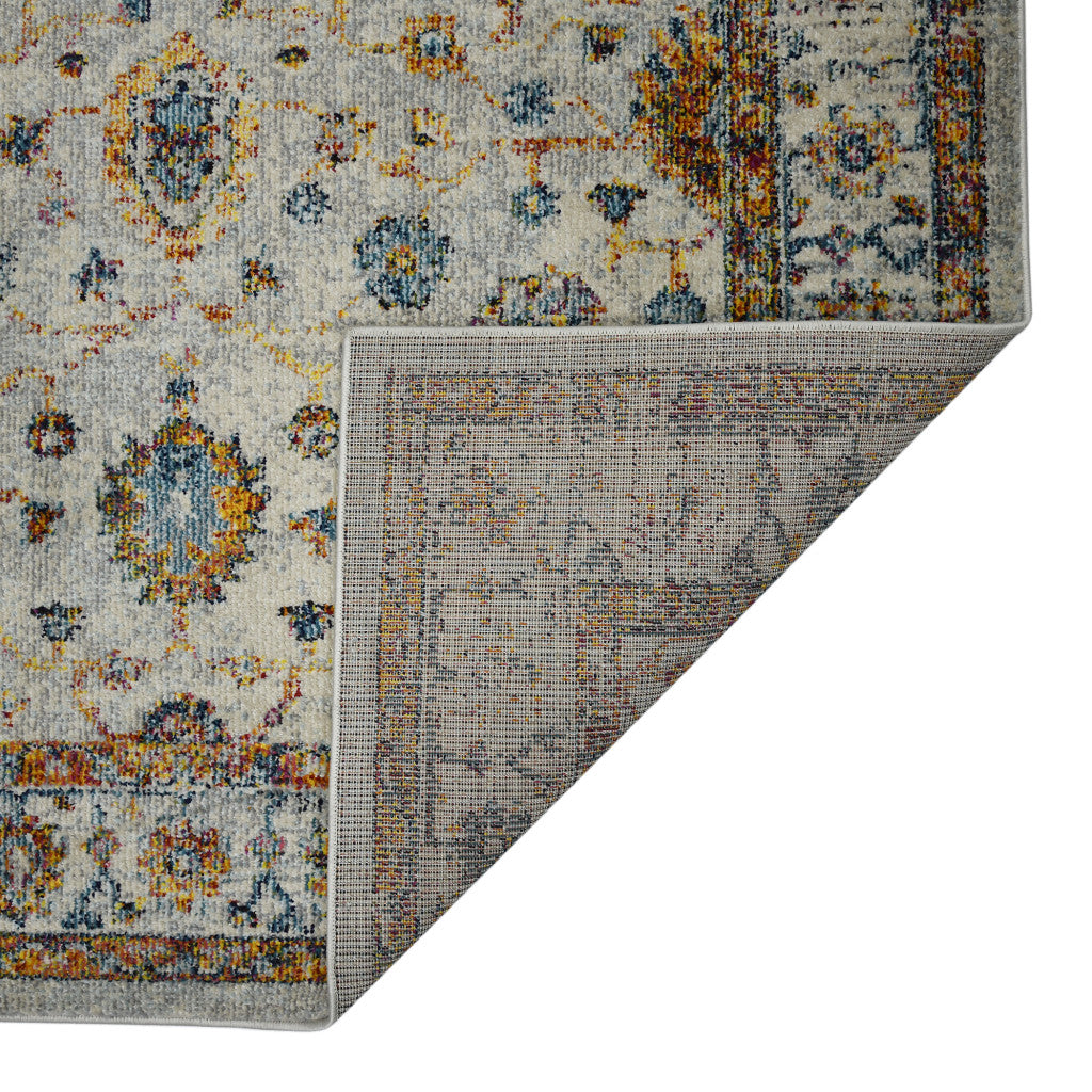 2' x 3' Orange and Ivory Floral Power Loom Area Rug