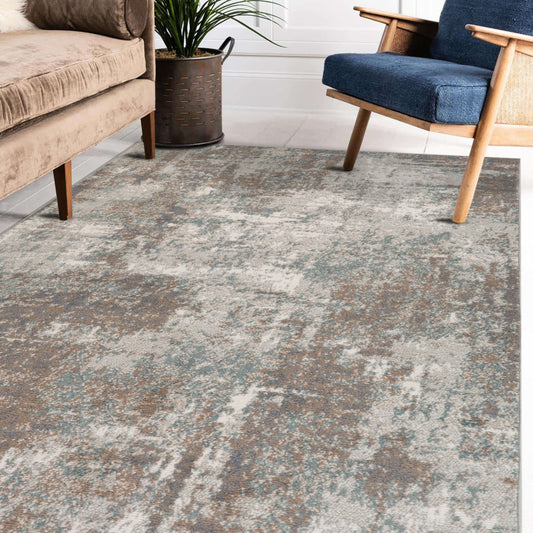 5' x 7' Brown Abstract Power Loom Area Rug