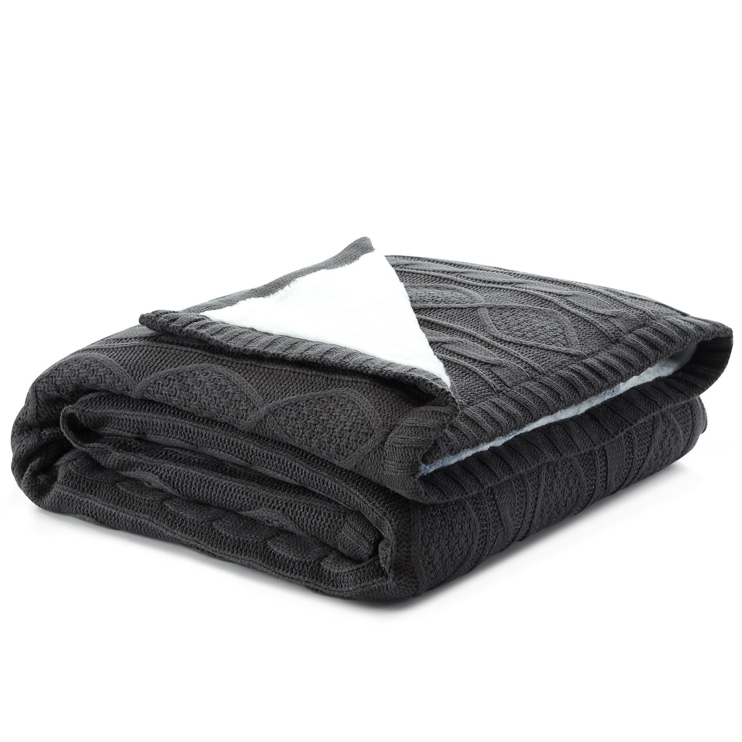 Dark Slate Gray Knitted Acrylic Solid Color Throw Blanket