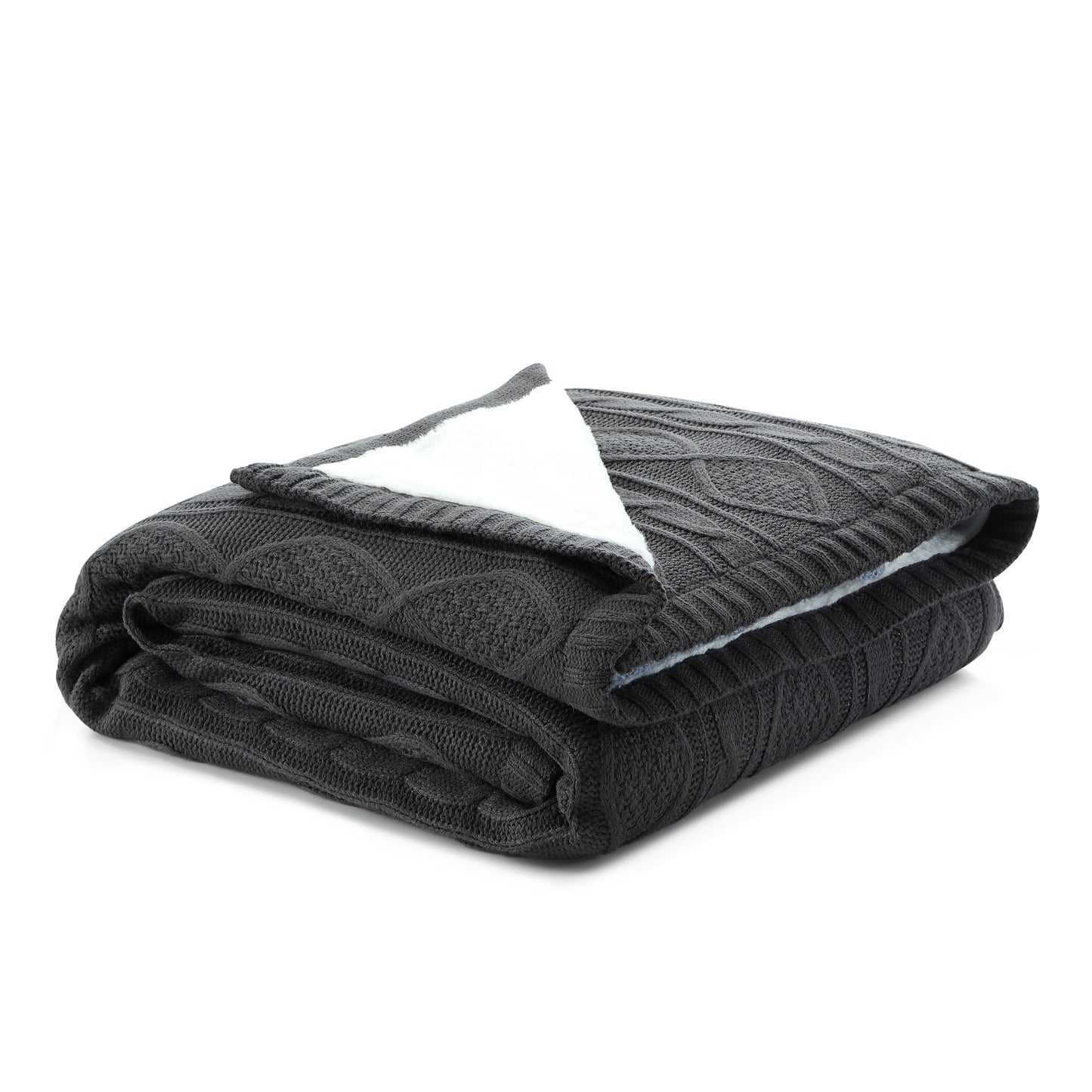 Dark Slate Gray Knitted Acrylic Solid Color Throw Blanket