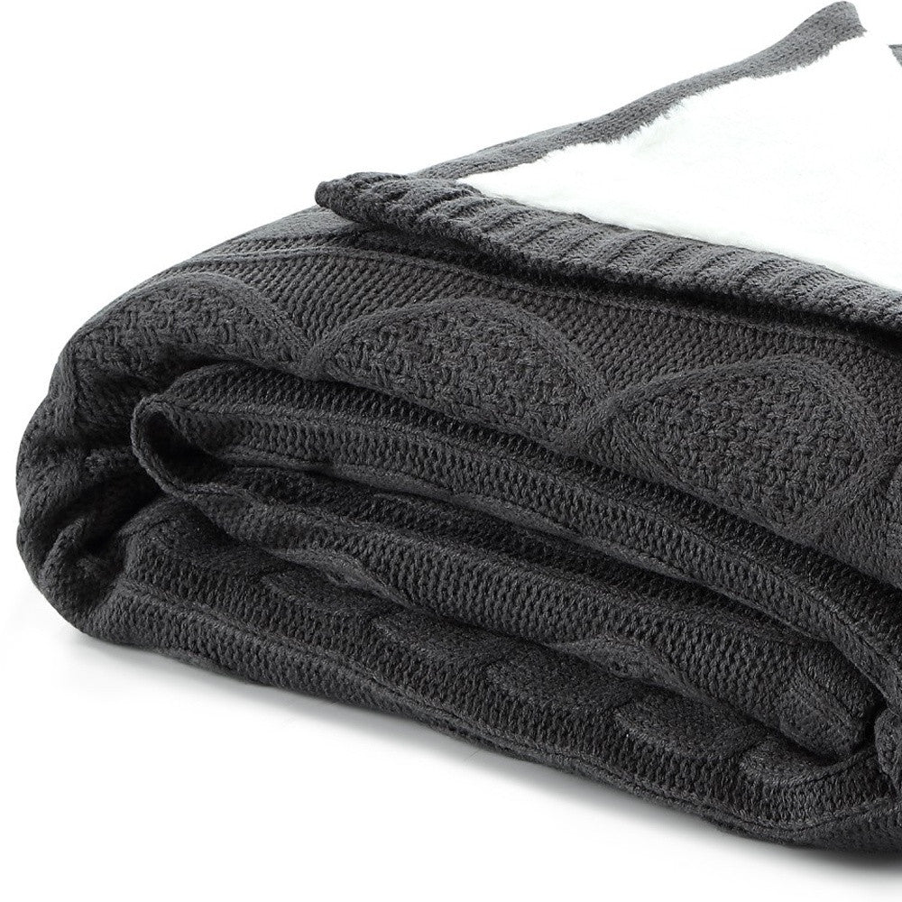 Dark Slate Gray Knitted Acrylic Solid Color Throw Blanket