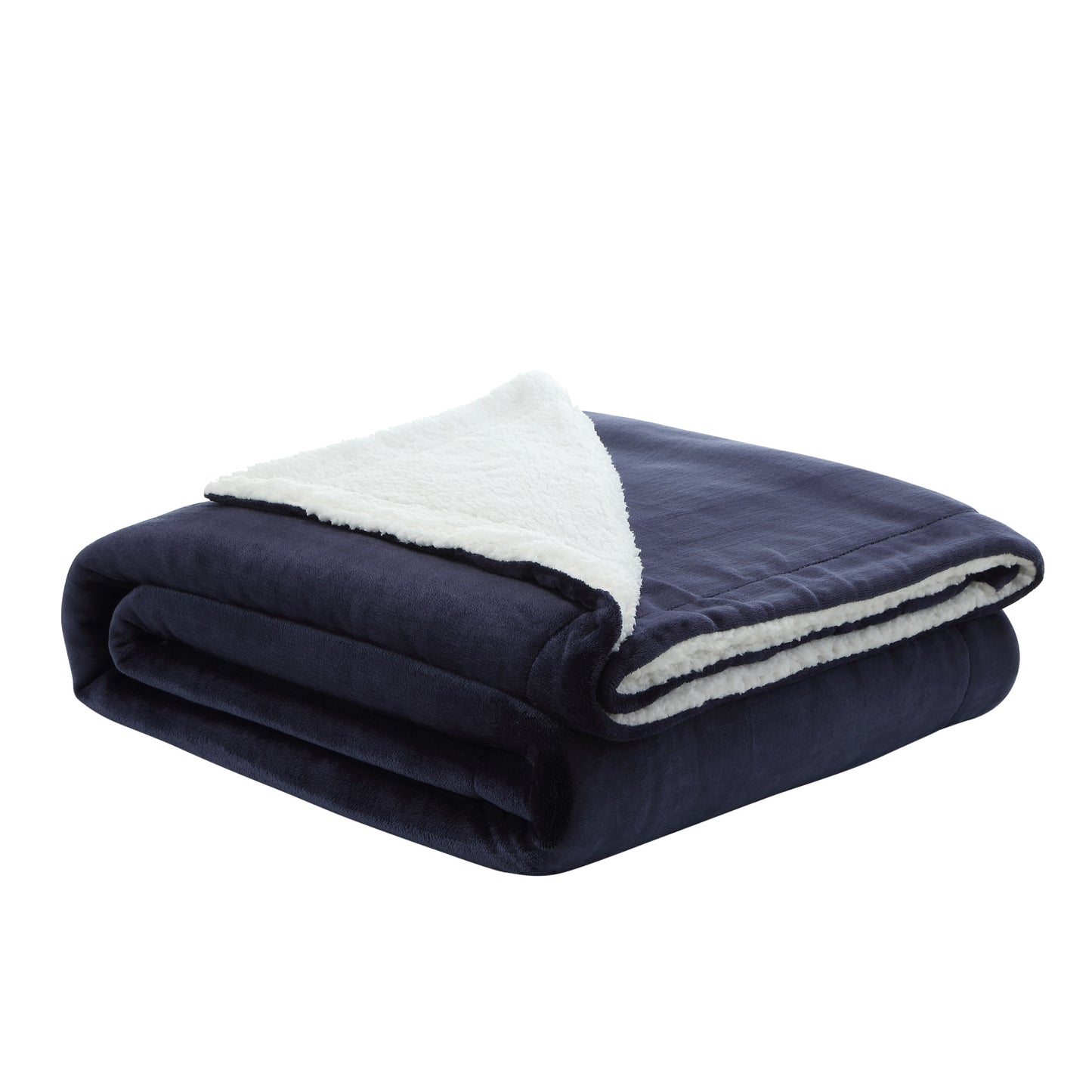 Navy Blue Knitted PolYester Solid Color Plush Throw Blanket