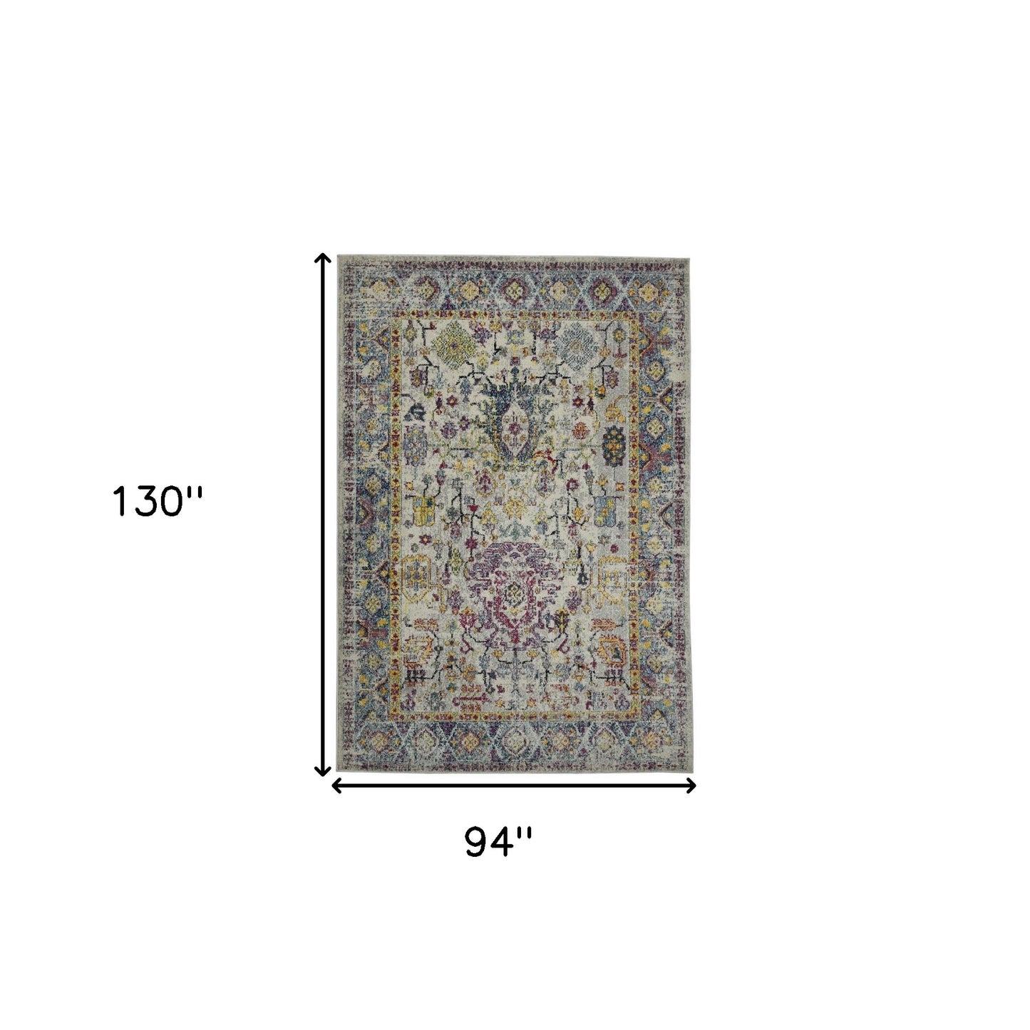 8' x 11' Gray Floral Power Loom Area Rug