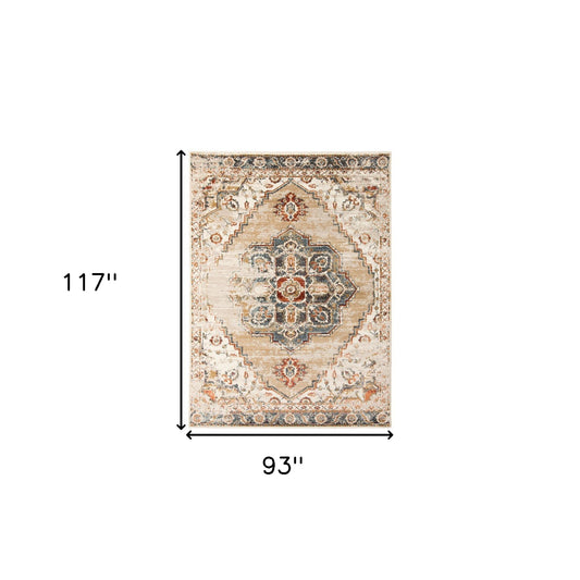 8' x 10' Gold Medallion Power Loom Area Rug