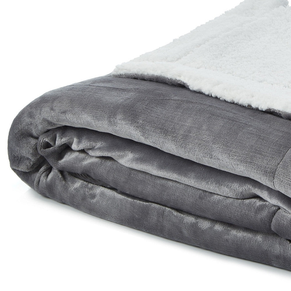 Light Gray Knitted PolYester Solid Color Plush Throw Blanket