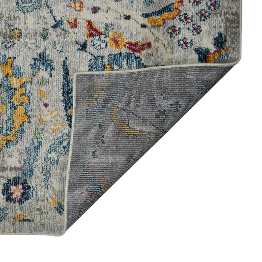 8' Orange and Ivory Floral Power Loom Runner Rug