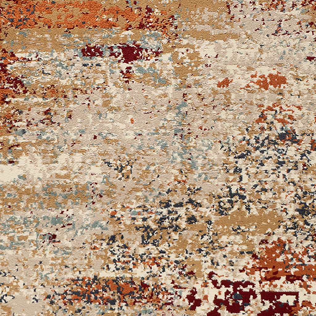 2' x 3' Orange Abstract Power Loom Area Rug