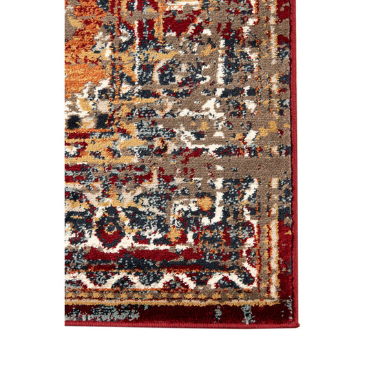 5' x 7' Red Medallion Power Loom Area Rug
