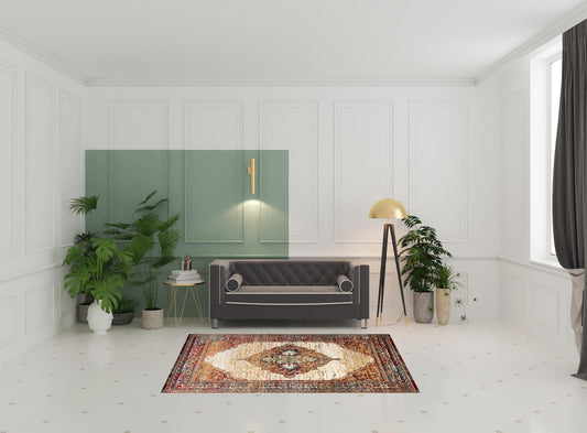5' x 7' Red Medallion Power Loom Area Rug