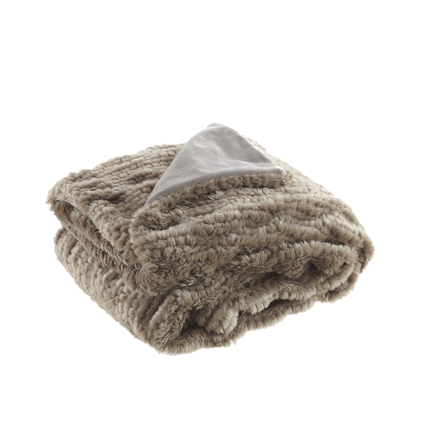 Brown Knitted Acrylic Solid Color Plush Throw Blanket