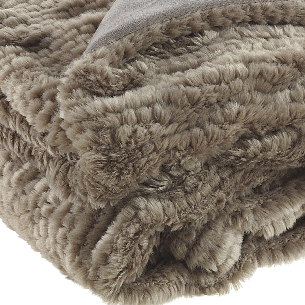 Brown Knitted Acrylic Solid Color Plush Throw Blanket