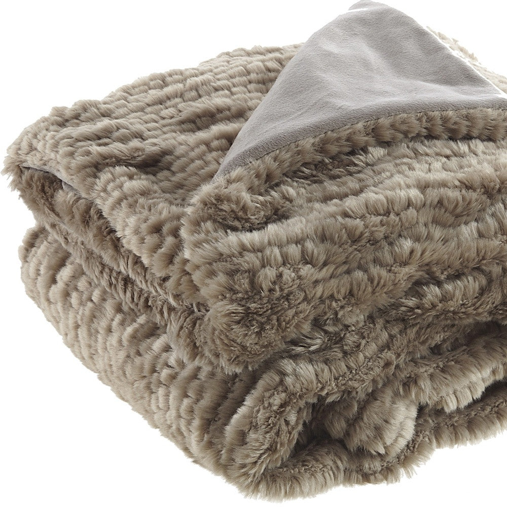 Brown Knitted Acrylic Solid Color Plush Throw Blanket