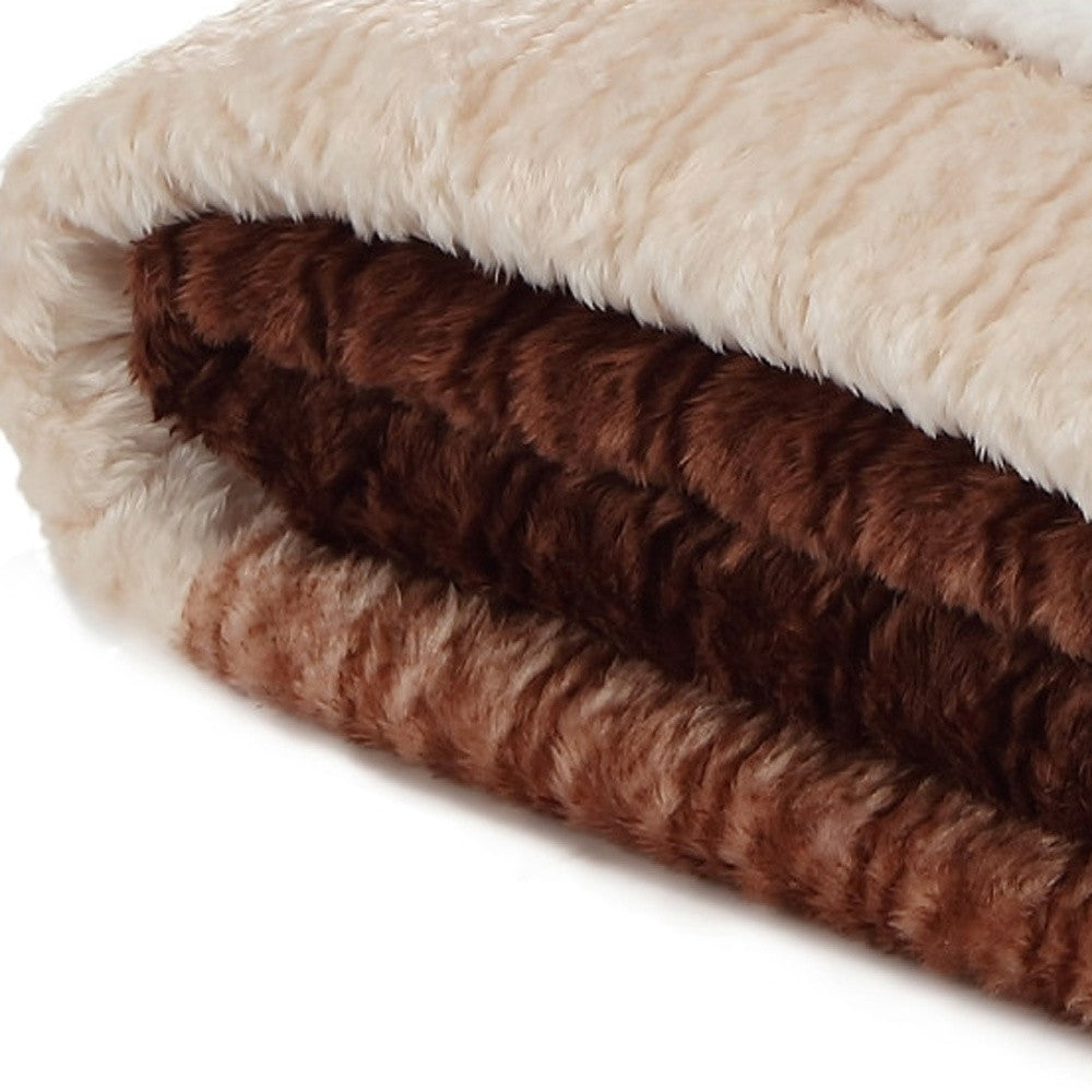 Brown Knitted PolYester Solid Color Plush Throw Blanket