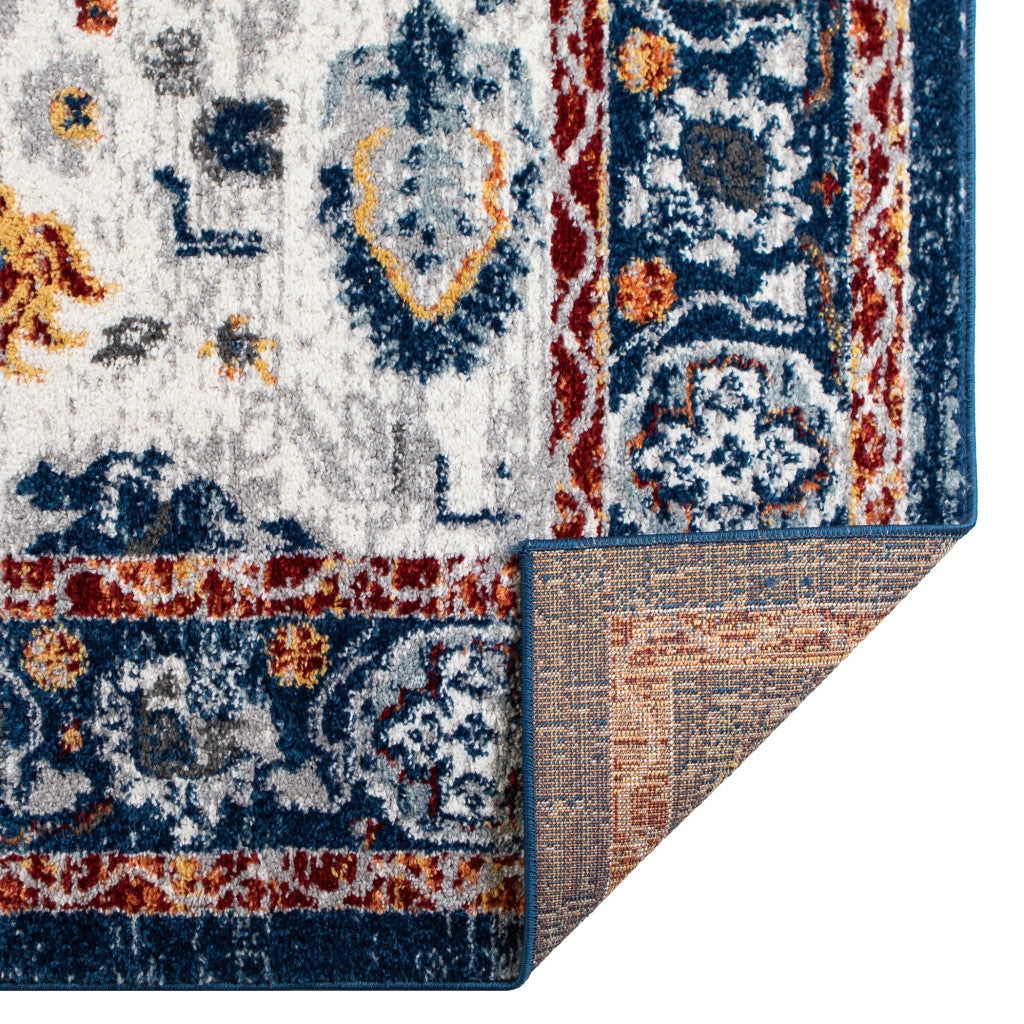 10' Blue Floral Power Loom Runner Rug