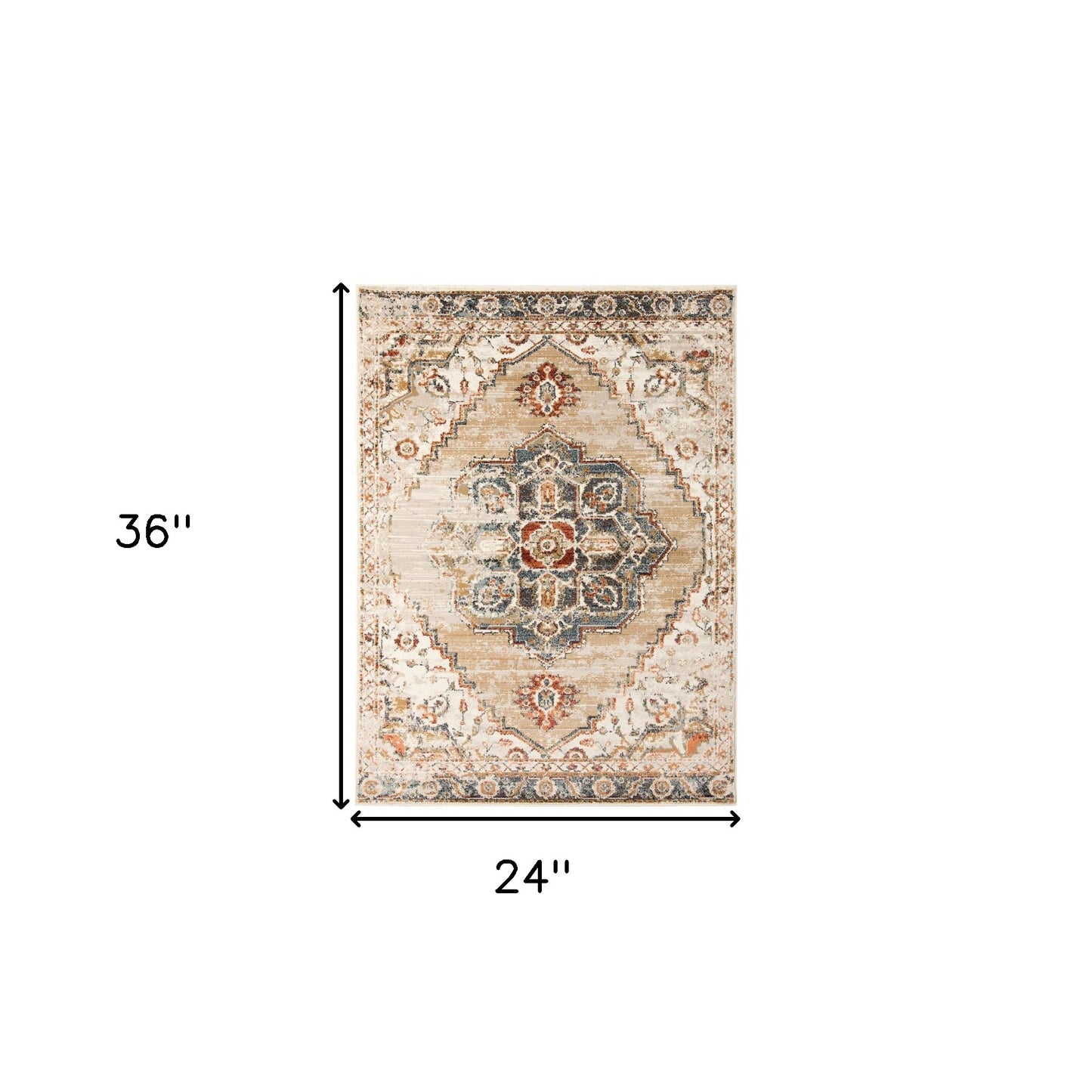 2' x 3' Gold Medallion Power Loom Area Rug