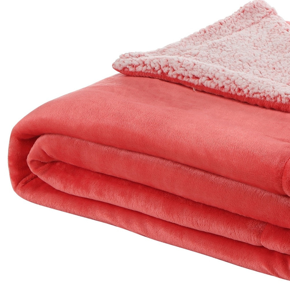 Fuchsia Knitted PolYester Solid Color Plush Throw Blanket