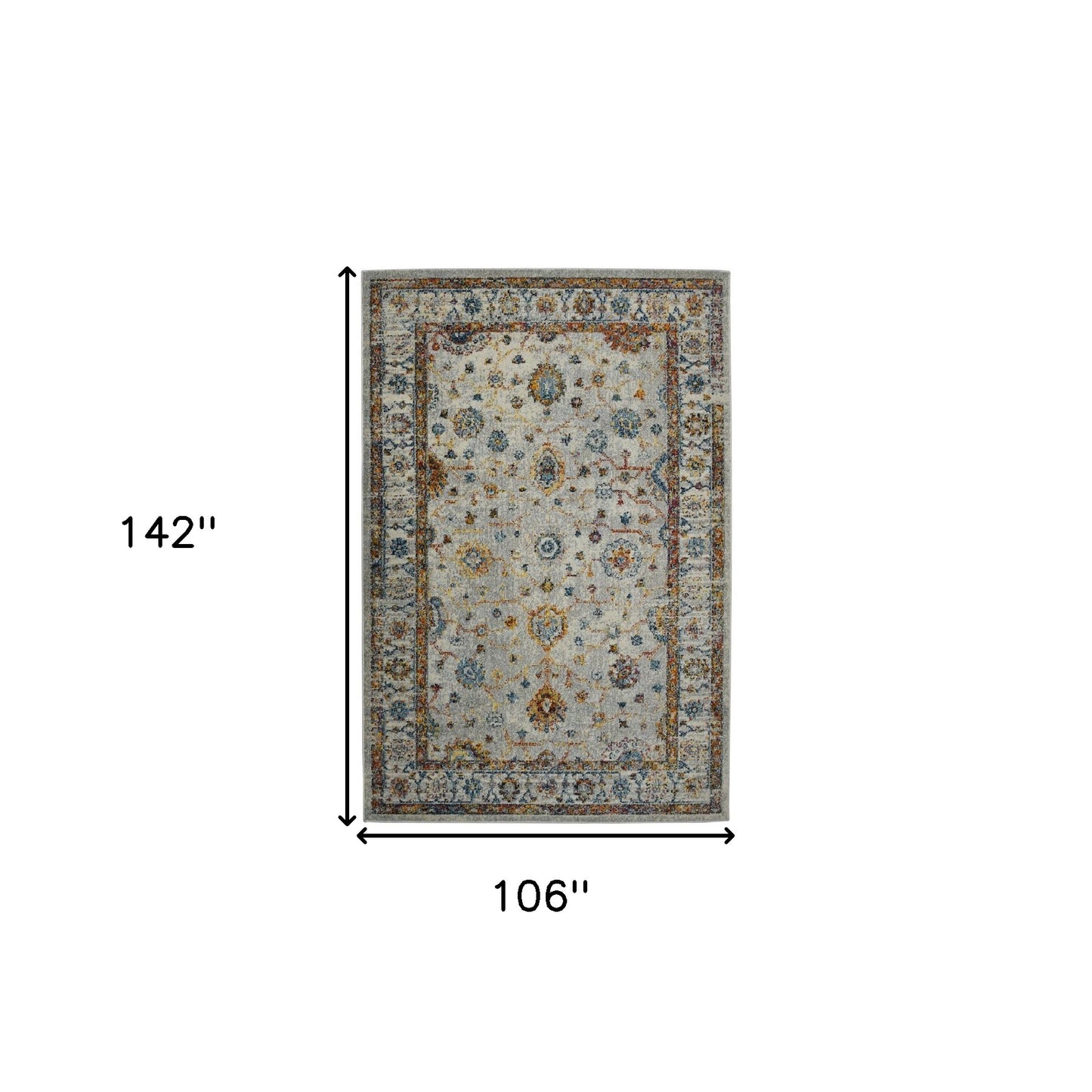9' x 12' Orange and Ivory Floral Power Loom Area Rug