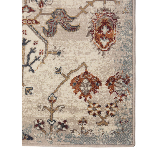 5' x 8' Beige and Orange Oriental Power Loom Area Rug