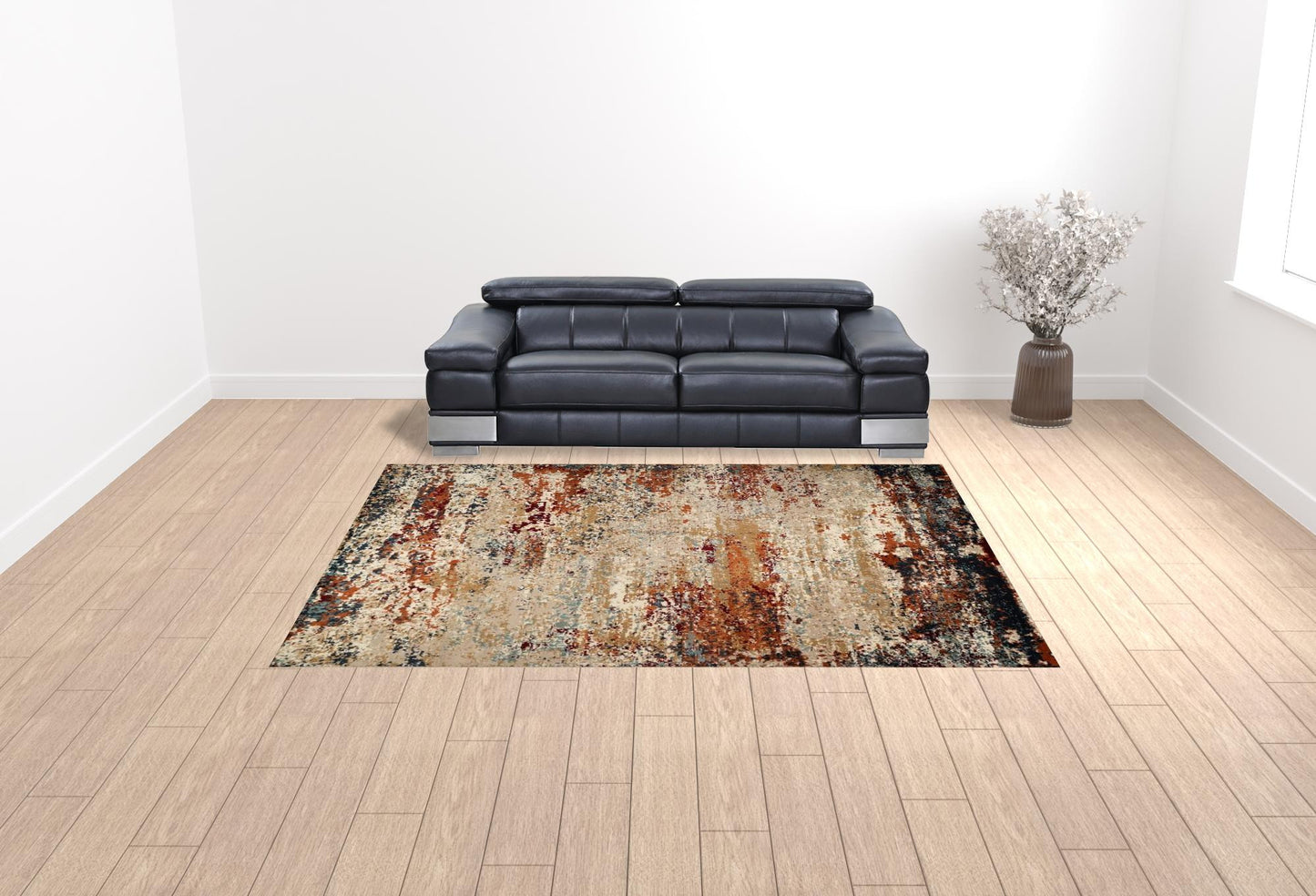 9' x 12' Orange Abstract Power Loom Area Rug