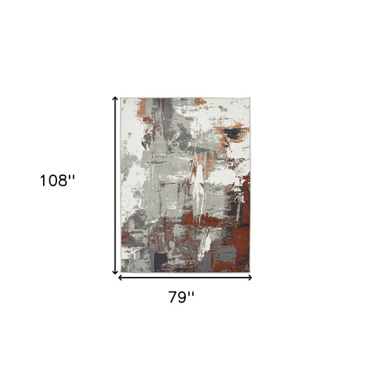 6' x 9' Rust Abstract Power Loom Area Rug