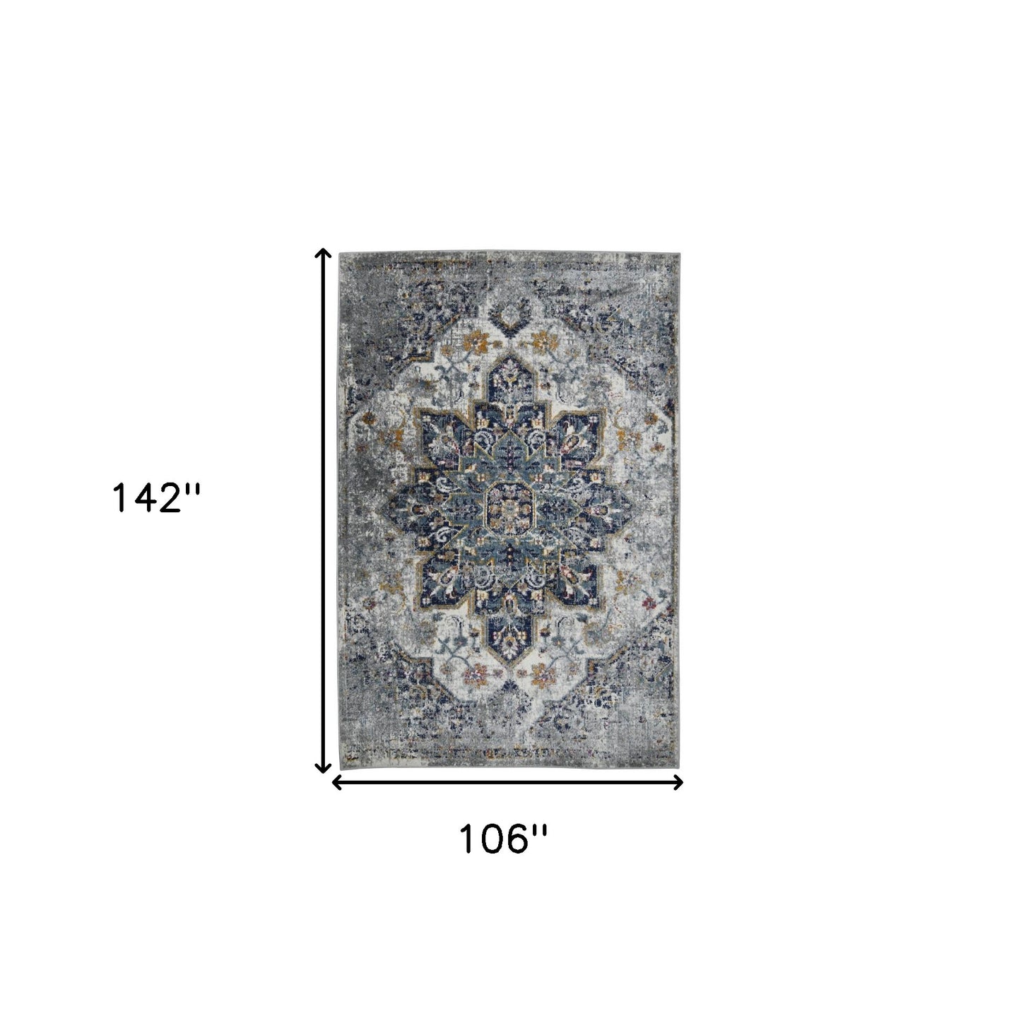 9' x 12' Gray Medallion Power Loom Area Rug