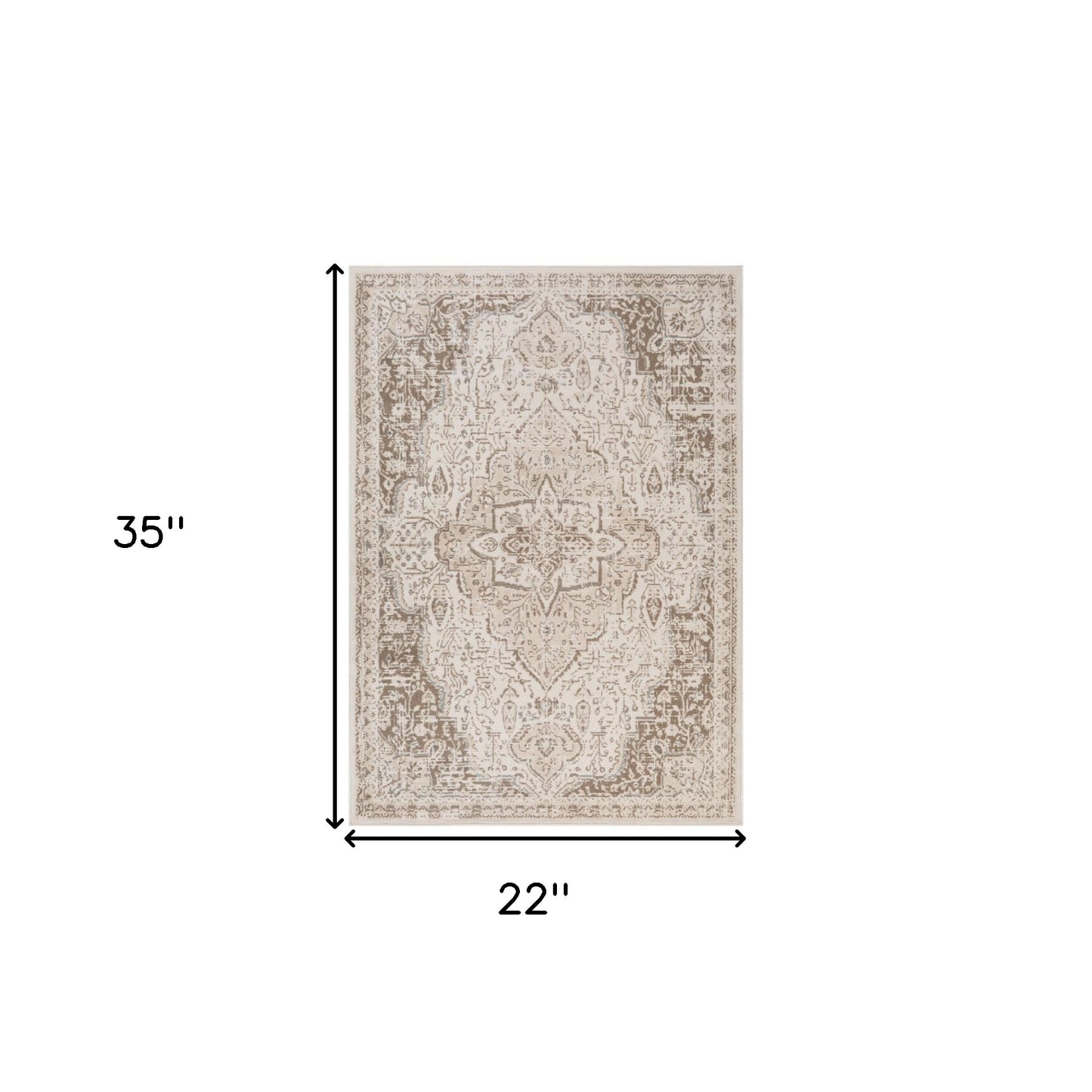 2' x 3' Cream Medallion Power Loom Area Rug