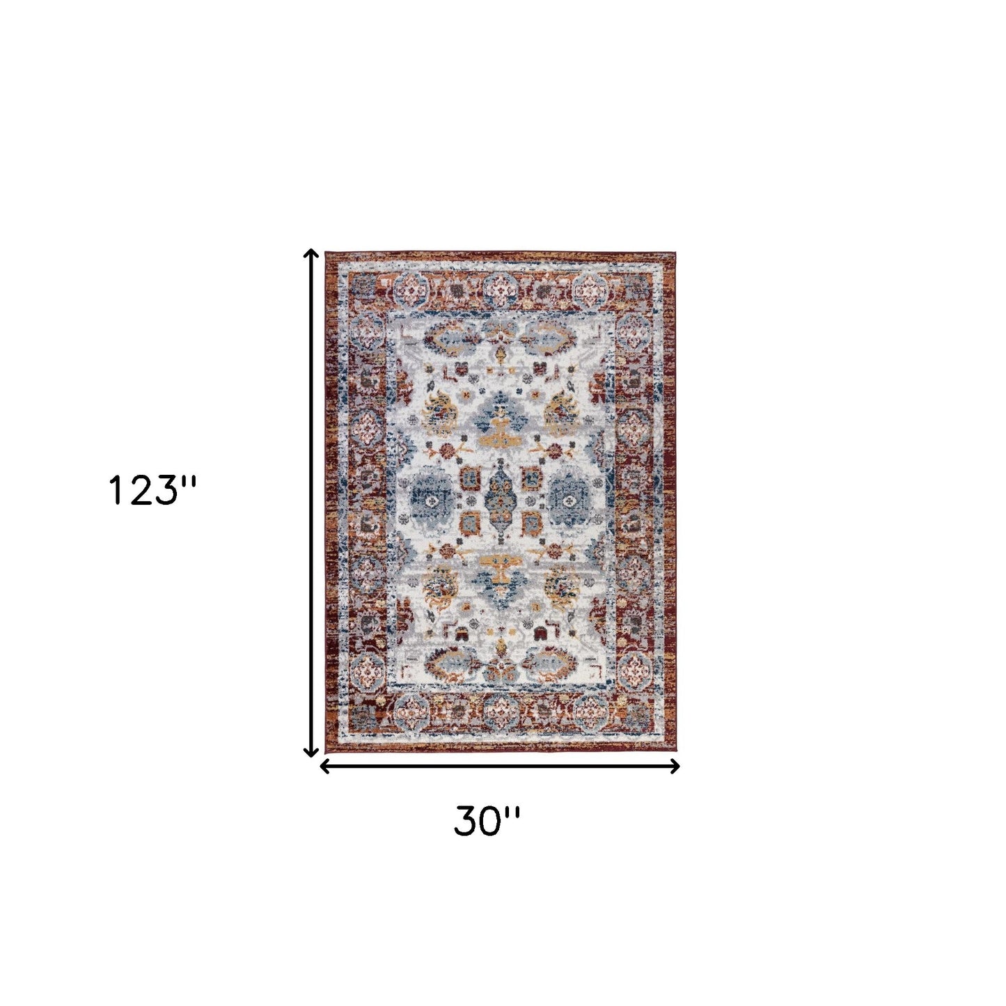 10' Brown Floral Power Loom Runner Rug