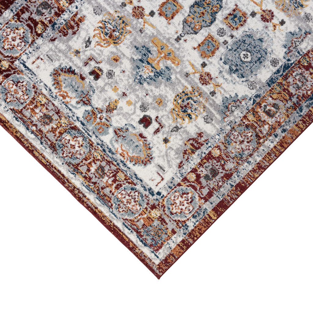 10' Brown Floral Power Loom Runner Rug