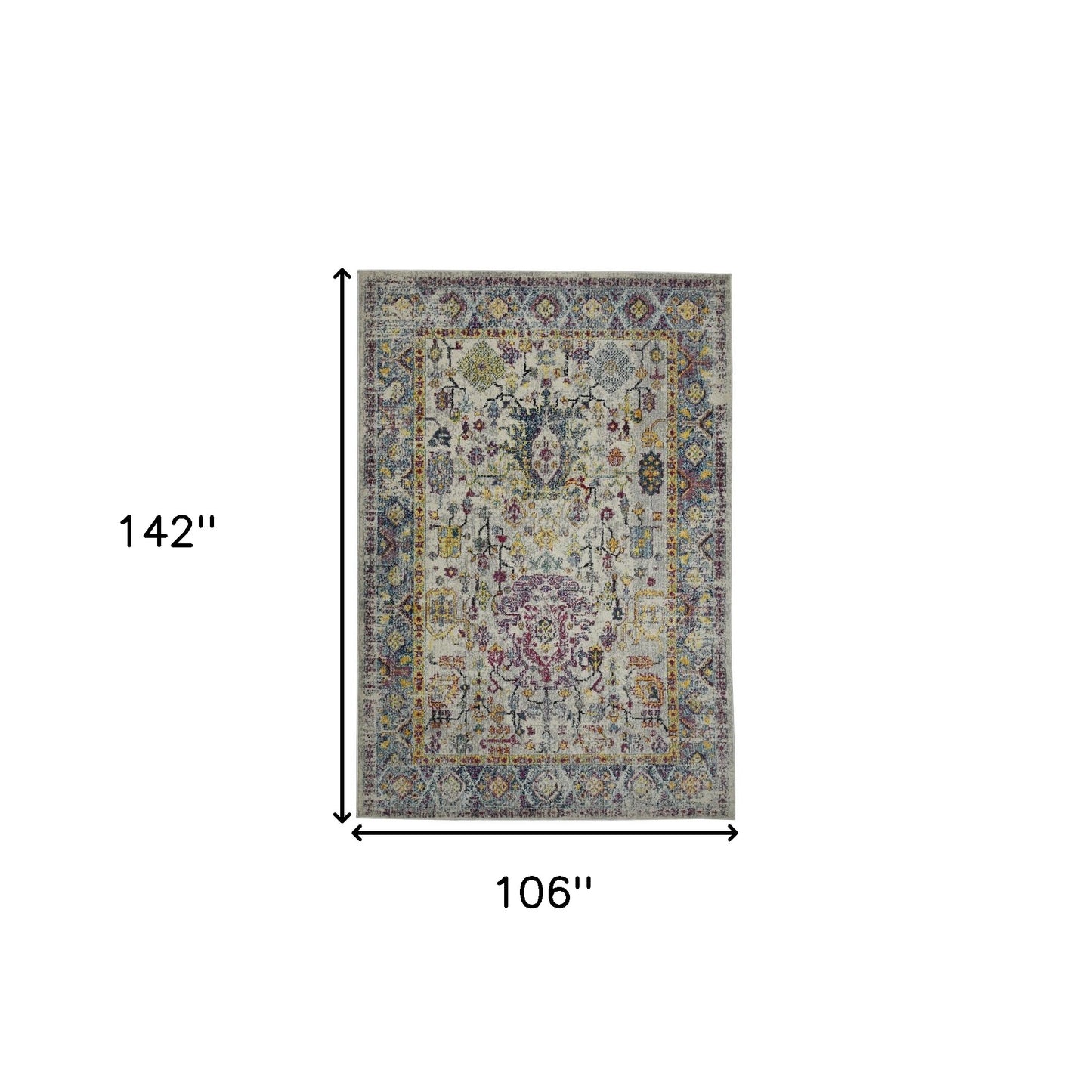 9' x 12' Gray Floral Power Loom Area Rug